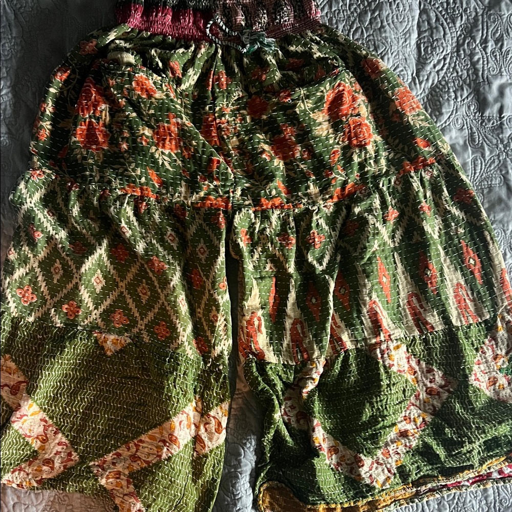 Vibrant Green and Orange Women's Boho Shorts